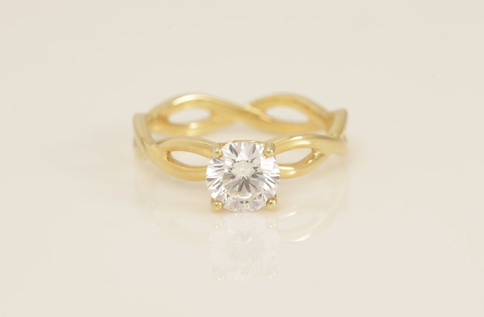 Twisted Diamond Engagement Ring, Diamond Infinity Ring, Bridal Solitaire Promise Ring, Anniversary Ring Gift for Her